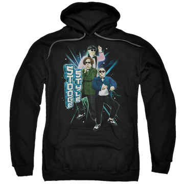 Black pullover hoodie with The Three Stooges Stooge Style graphic