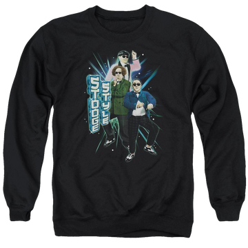 Black men's crewneck sweatshirt with The Three Stooges Stooge Style graphic