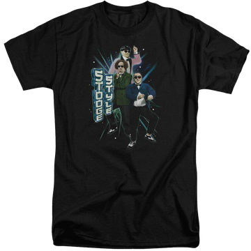Black men's tall fit t-shirt with The Three Stooges Stooge Style graphic