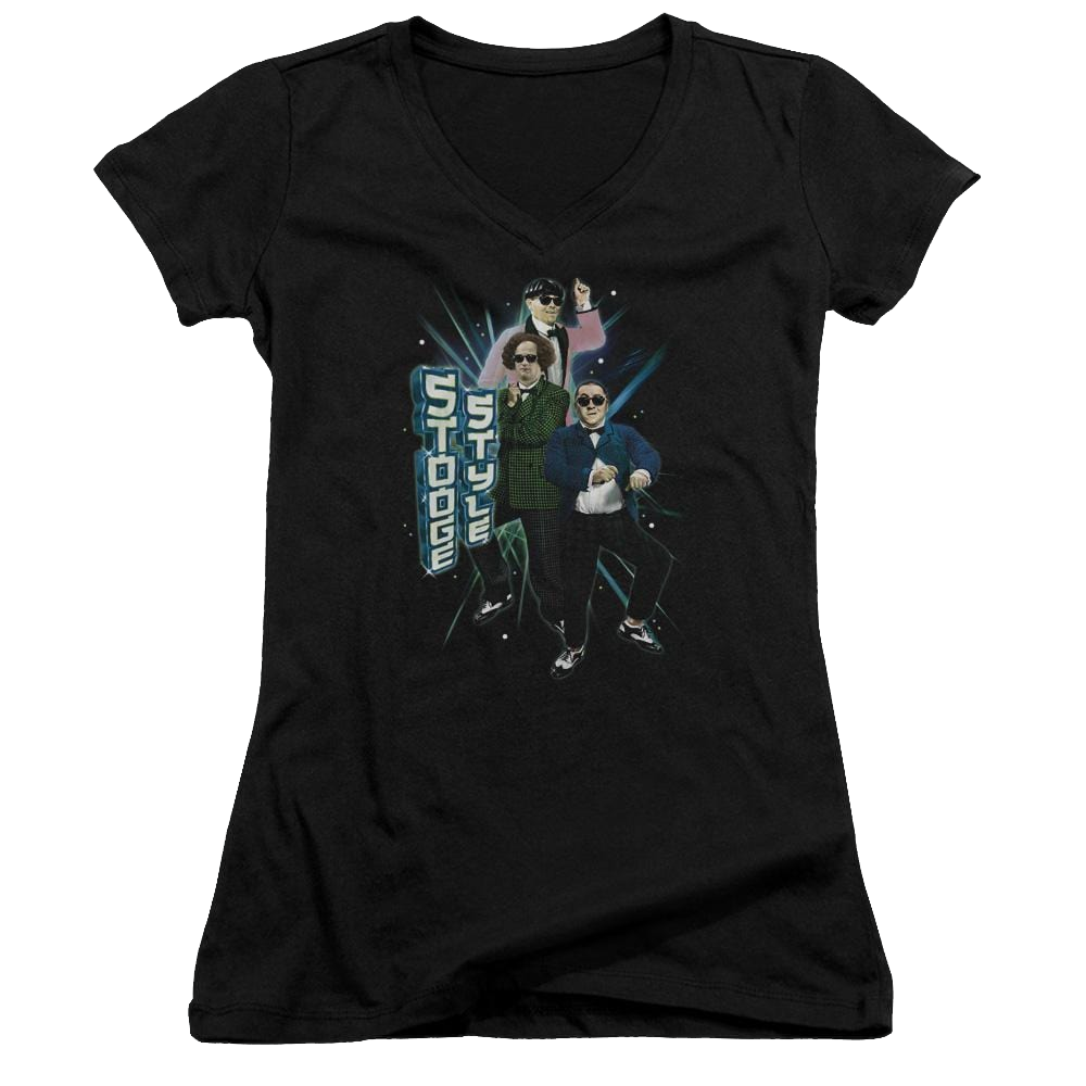 The Three Stooges Stooge Style Juniors V-Neck T-Shirt Juniors V-Neck T-Shirt The Three Stooges   