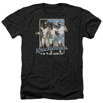 Charcoal men's heather t-shirt with The Three Stooges Knucklesheads On Vacation graphic