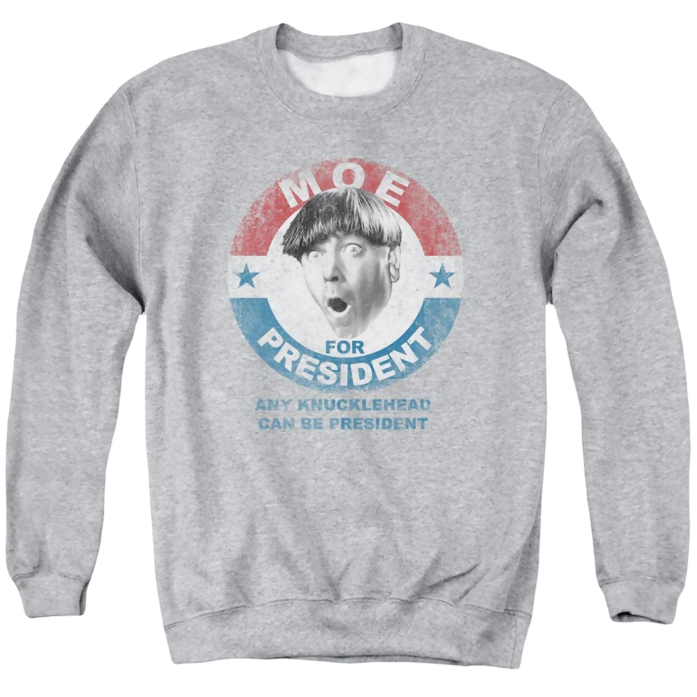 The Three Stooges Moe For President Men's Crewneck Sweatshirt Men's Crewneck Sweatshirt The Three Stooges   