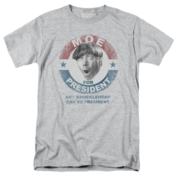 Athletic heather men's regular fit t-shirt with The Three Stooges Moe For President graphic