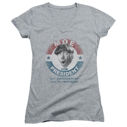 The Three Stooges Moe For President Juniors V-Neck T-Shirt Juniors V-Neck T-Shirt The Three Stooges   