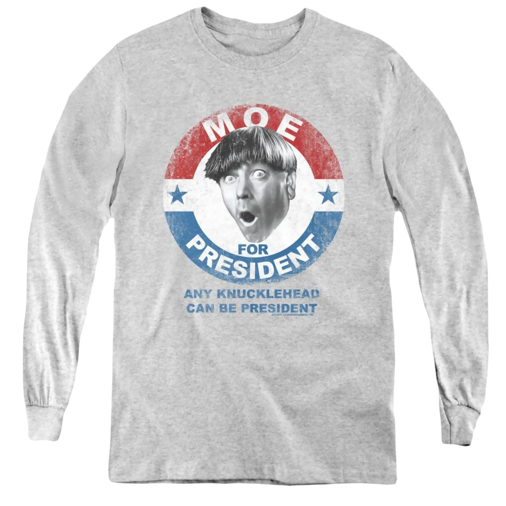 Three Stooges, The Moe For President - Youth Long Sleeve T-Shirt Youth Long Sleeve T-Shirt The Three Stooges   