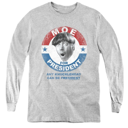 Three Stooges, The Moe For President - Youth Long Sleeve T-Shirt Youth Long Sleeve T-Shirt The Three Stooges   
