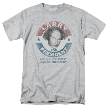 Athletic heather men's regular fit t-shirt with The Three Stooges Larry For President graphic