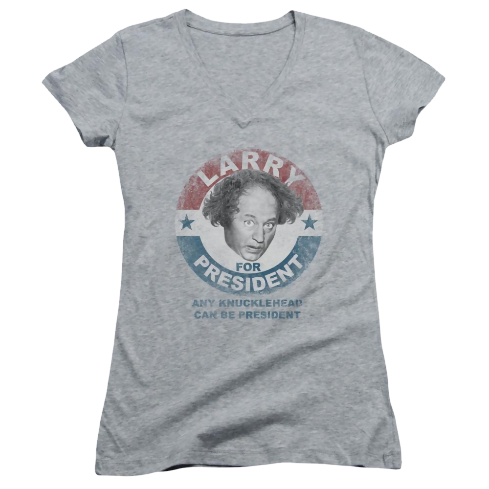 The Three Stooges Larry For President Juniors V-Neck T-Shirt Juniors V-Neck T-Shirt The Three Stooges   