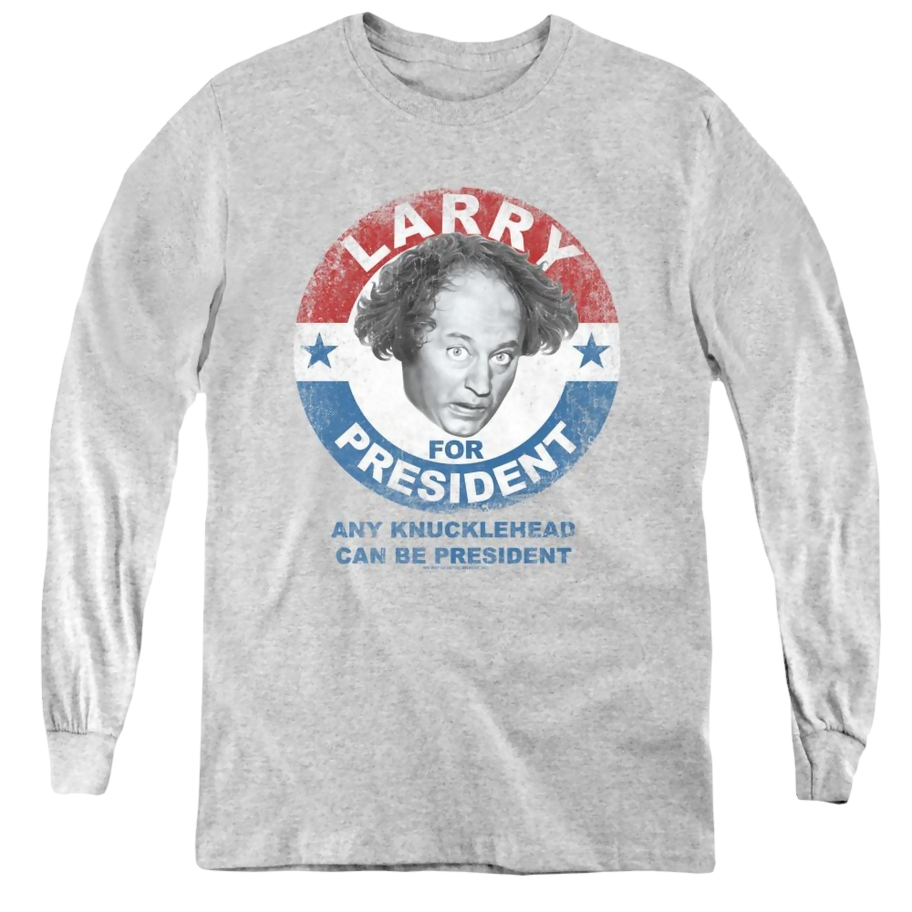 Three Stooges, The Larry For President - Youth Long Sleeve T-Shirt Youth Long Sleeve T-Shirt The Three Stooges   