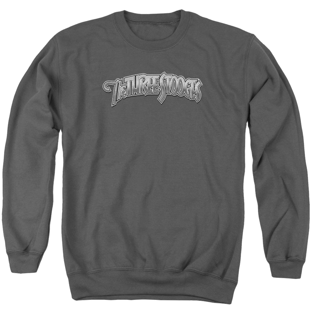 The Three Stooges Metallic Logo Men's Crewneck Sweatshirt Men's Crewneck Sweatshirt The Three Stooges   