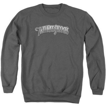 Charcoal men's crewneck sweatshirt with The Three Stooges Metallic Logo graphic