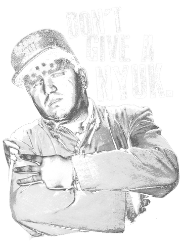 Black men's long sleeve t-shirt with The Three Stooges Give A Nyuk graphic
