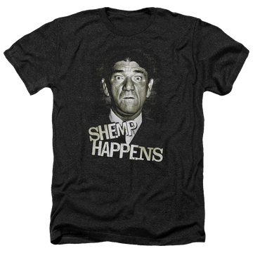Charcoal men's heather t-shirt with The Three Stooges Shemp Happens graphic