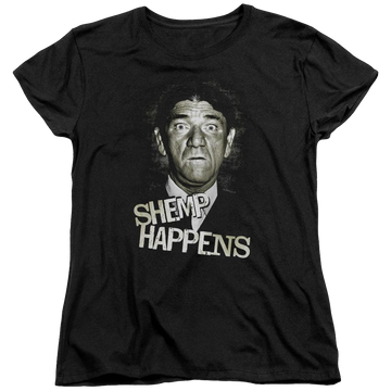 Black women's t-shirt with The Three Stooges Shemp Happens graphic