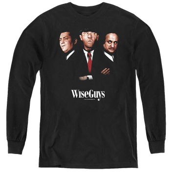 Black youth long sleeve t-shirt with The Three Stooges Wise Guys graphic