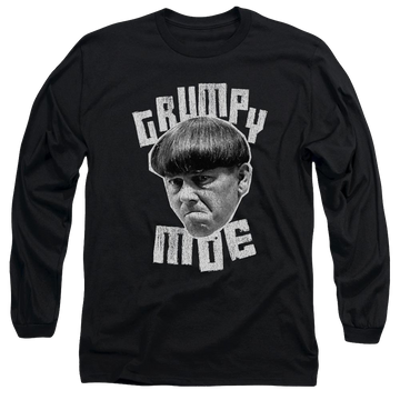 Black men's long sleeve t-shirt with The Three Stooges Grumpy Moe graphic