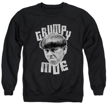 Black men's crewneck sweatshirt with The Three Stooges Grumpy Moe graphic