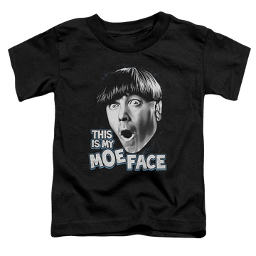 Black toddler t-shirt with The Three Stooges Moe Face graphic