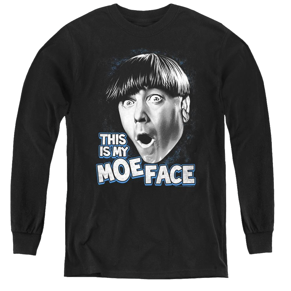 Three Stooges, The Moe Face - Youth Long Sleeve T-Shirt Youth Long Sleeve T-Shirt The Three Stooges   