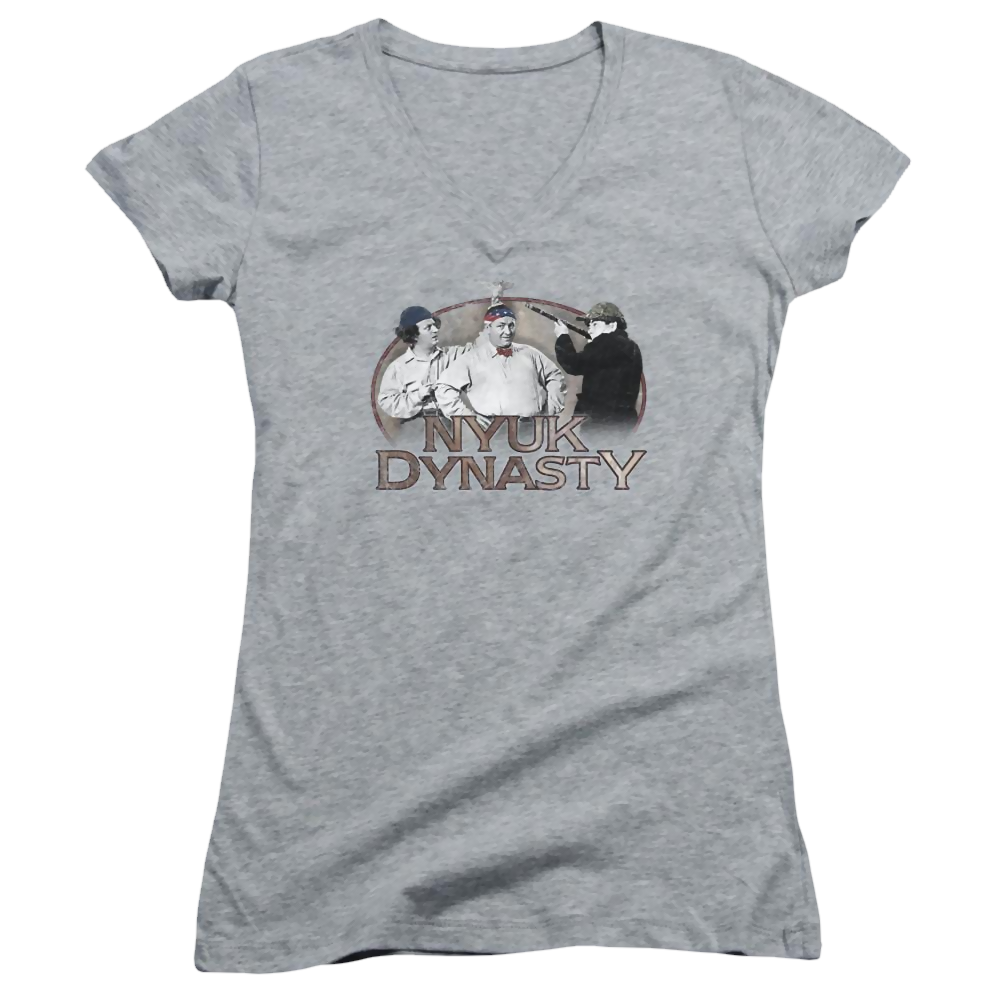The Three Stooges Nyuk Dynasty Juniors V-Neck T-Shirt Juniors V-Neck T-Shirt The Three Stooges   