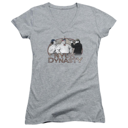 The Three Stooges Nyuk Dynasty Juniors V-Neck T-Shirt Juniors V-Neck T-Shirt The Three Stooges   