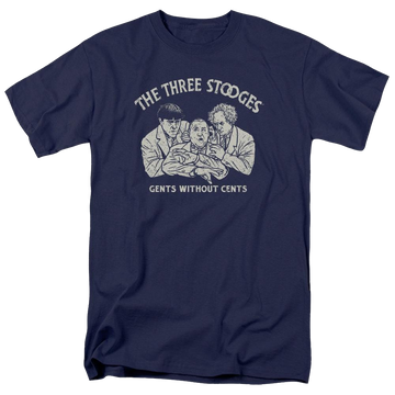 Navy men's regular fit t-shirt with The Three Stooges Without Cents graphic