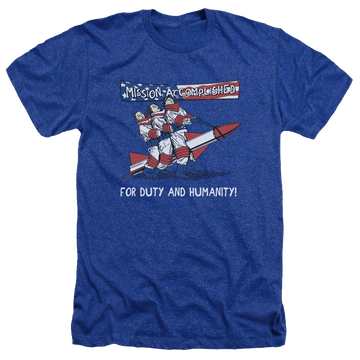 Royal men's heather t-shirt with The Three Stooges Mission Accomplished graphic