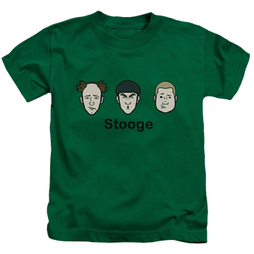 Kelly green kid's t-shirt for ages 4 to 7 with The Three Stooges Stooge graphic
