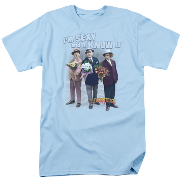 Light blue men's regular fit t-shirt with The Three Stooges Sexy graphic
