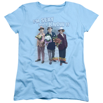 Light blue women's t-shirt with The Three Stooges Sexy graphic