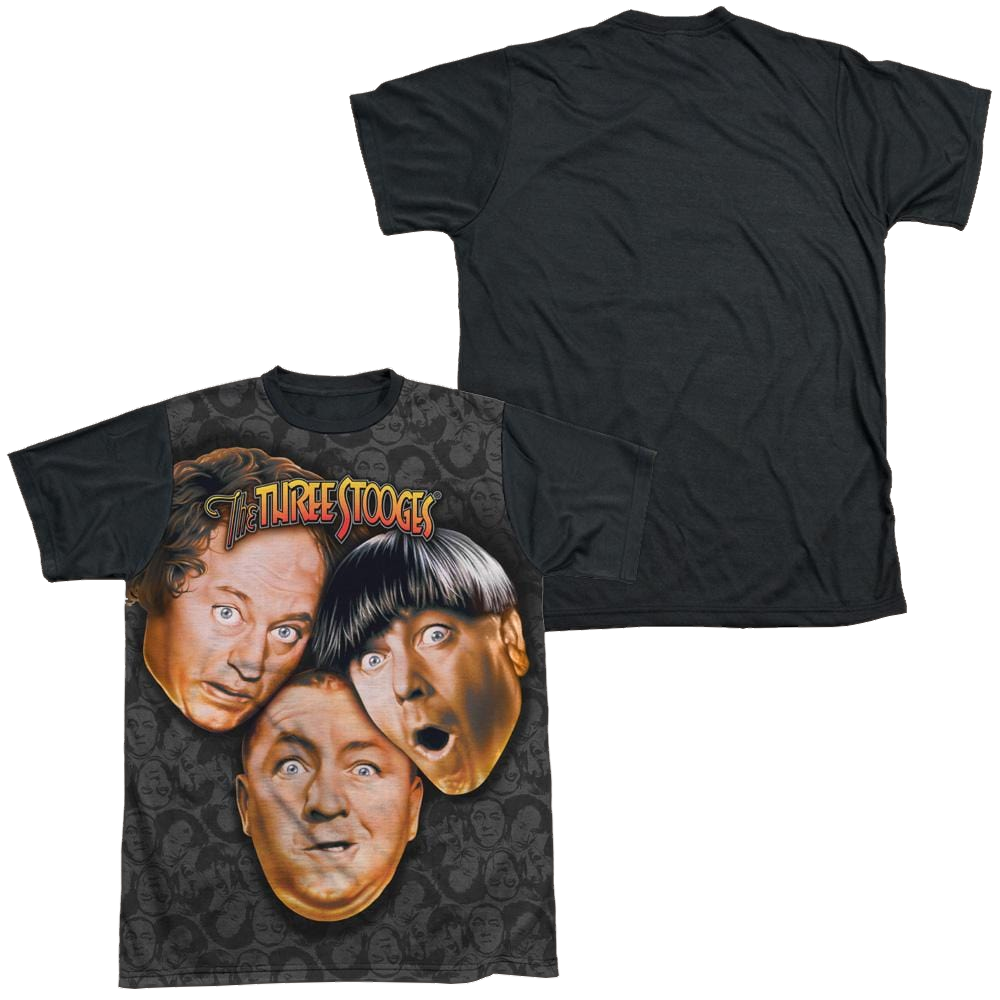The Three Stooges Stooges All Over Men's Black Back T-Shirt Men's Black Back T-Shirt The Three Stooges   