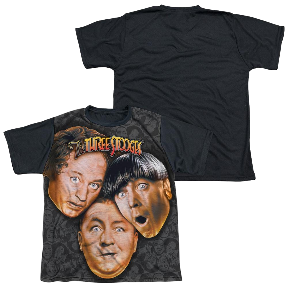 The Three Stooges Stooges All Over Youth Black Back T-Shirt (Ages 8-12) Youth Black Back T-Shirt (Ages 8-12) The Three Stooges   