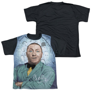 The Three Stooges Curly Heads youth black back t-shirt for ages 8 to 12