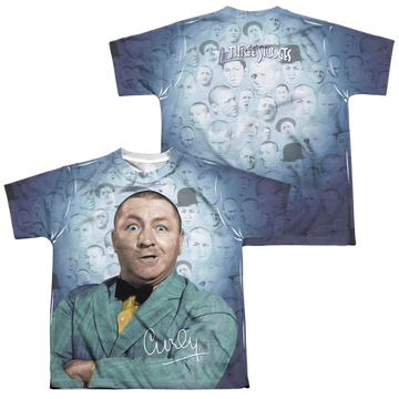 The Three Stooges Curly Heads youth all-over print t-shirt for ages 8 to 12