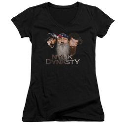 The Three Stooges Nyuk Dynasty 2 Juniors V-Neck T-Shirt Juniors V-Neck T-Shirt The Three Stooges   