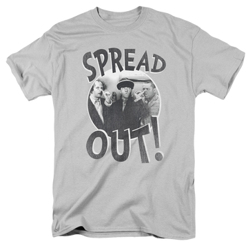 Silver men's regular fit t-shirt with The Three Stooges Spread Out graphic