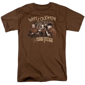 Coffee men's regular fit t-shirt with The Three Stooges Why I Oughta graphic