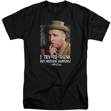 Black men's tall fit t-shirt with The Three Stooges Try To Think graphic