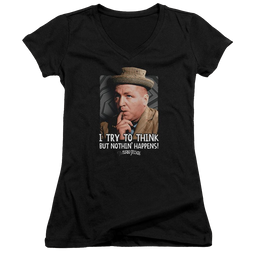 The Three Stooges Try To Think Juniors V-Neck T-Shirt Juniors V-Neck T-Shirt The Three Stooges   