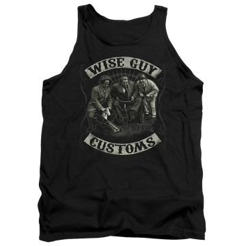 Black men's tank with The Three Stooges Wise Guy Customs graphic