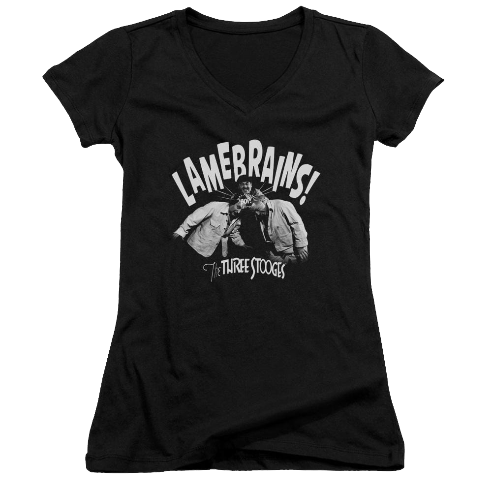 The Three Stooges Lamebrains Juniors V-Neck T-Shirt Juniors V-Neck T-Shirt The Three Stooges   