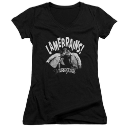The Three Stooges Lamebrains Juniors V-Neck T-Shirt Juniors V-Neck T-Shirt The Three Stooges   