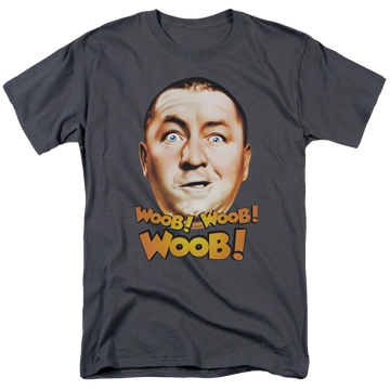 Charcoal men's regular fit t-shirt with The Three Stooges Woob Woob graphic