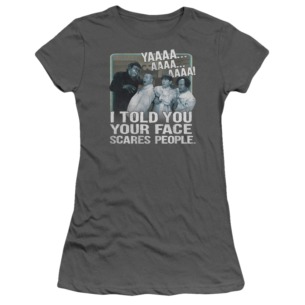 The Three Stooges Scares People Juniors T-Shirt Juniors T-Shirt The Three Stooges   