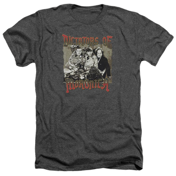 Charcoal men's heather t-shirt with The Three Stooges Moronica graphic