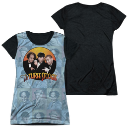 The Three Stooges Portraits Juniors Black Back T-Shirt Juniors Black Back T-Shirt The Three Stooges   