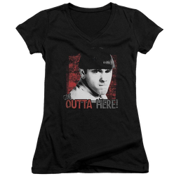 The Three Stooges Get Outta Here Juniors V-Neck T-Shirt Juniors V-Neck T-Shirt The Three Stooges   