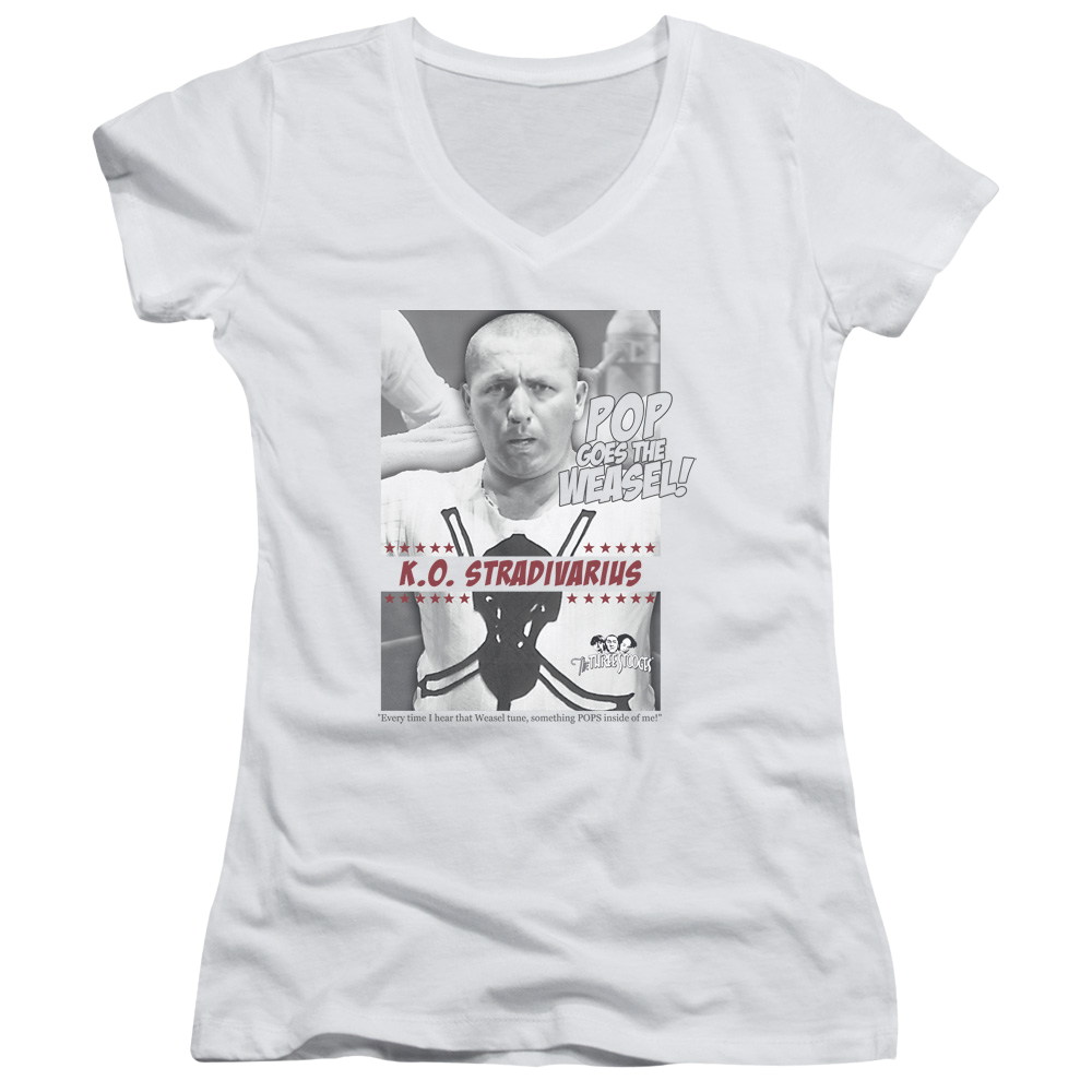 The Three Stooges Weasel Juniors V-Neck T-Shirt Juniors V-Neck T-Shirt The Three Stooges   