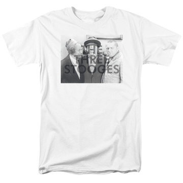 White men's regular fit t-shirt with The Three Stooges Cutoff graphic