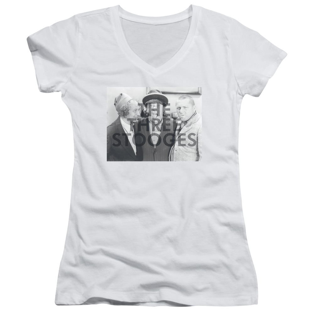 The Three Stooges Cutoff Juniors V-Neck T-Shirt Juniors V-Neck T-Shirt The Three Stooges   